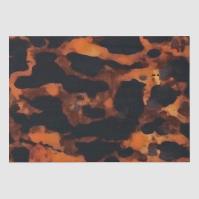 Abstract Brown & Black Texture, Chic TortoiseShell Tissue Paper (Front)