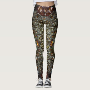 Abstract brown, dark grey texture pattern leggings