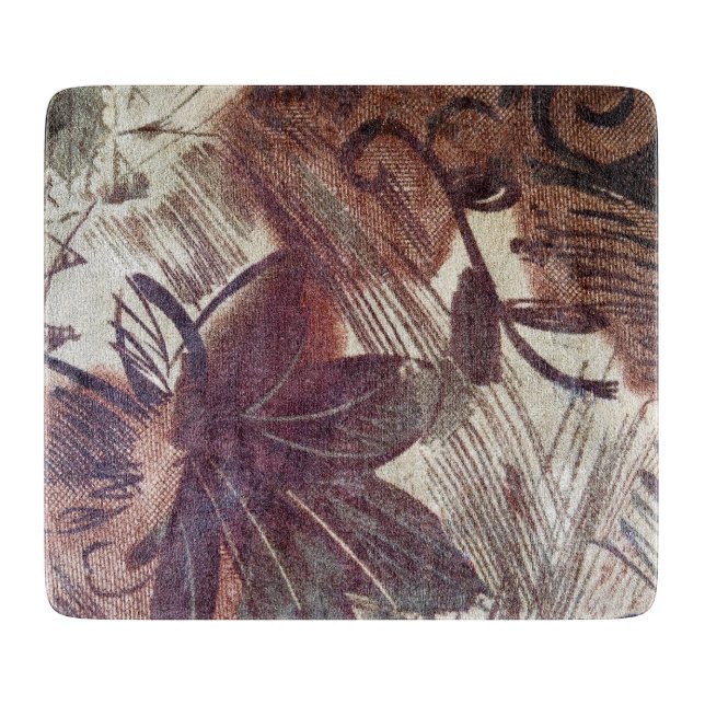 Abstract Brown Floral Design 1 Cutting Board (Front)