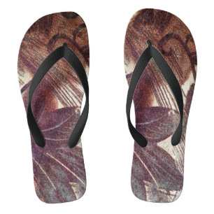 Abstract Brown Floral Design 1 Jandals