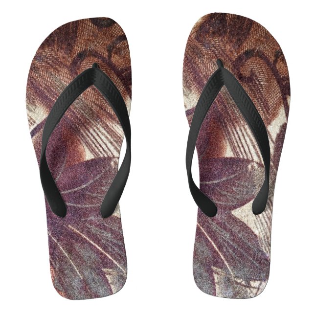 Abstract Brown Floral Design 1 Jandals (Footbed)