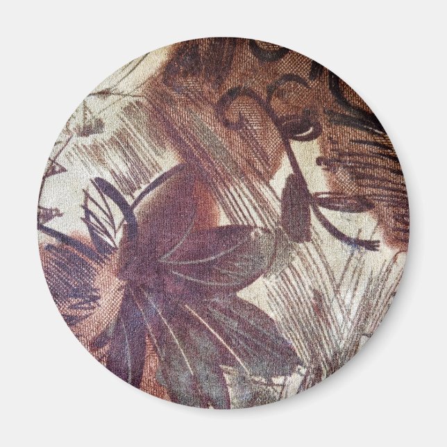 Abstract Brown Floral Design 1 Magnet (Front)