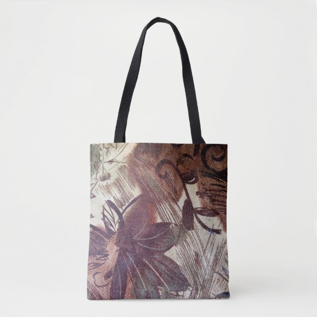Abstract Brown Floral Design 1 Tote Bag (Front)