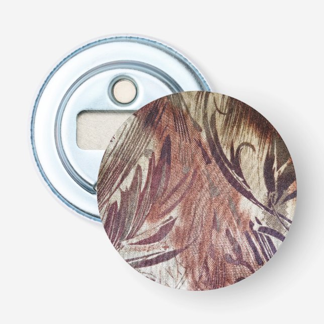 Abstract Brown Floral Design 2 Bottle Opener (Front)