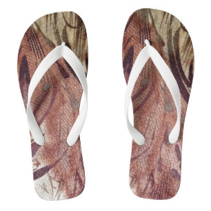 Abstract Brown Floral Design 2 Jandals