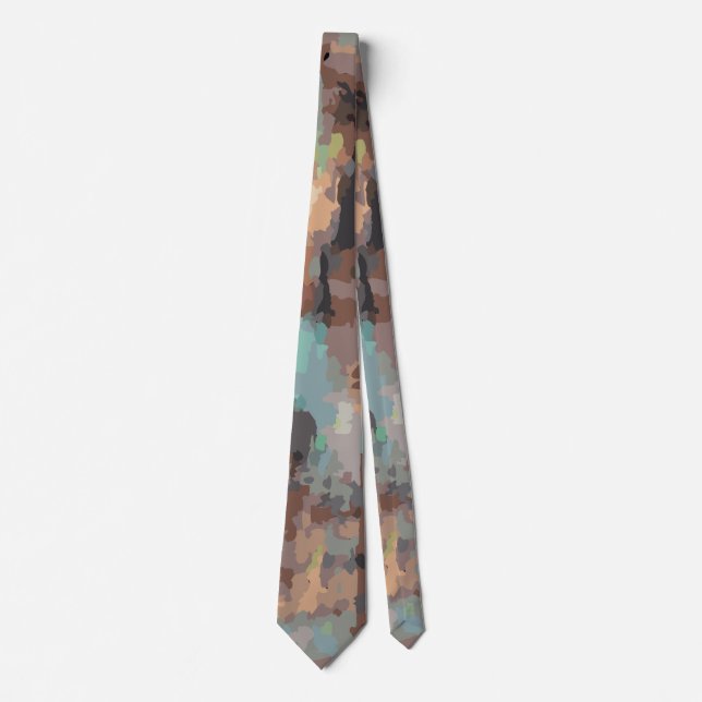 Abstract brown,grey,orange,taupe,blue teal,cyan  tie (Front)