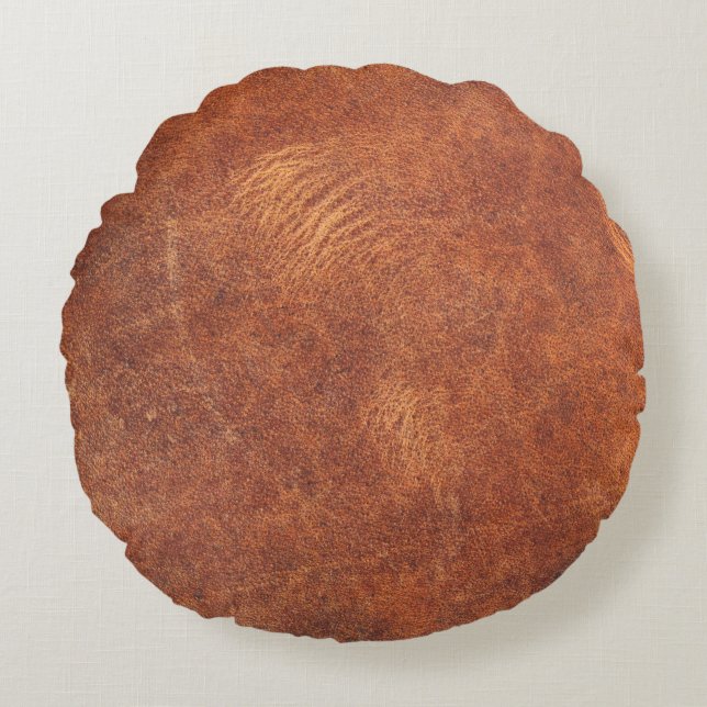 abstract brown leather texture backgroundleather,t round cushion (Front)