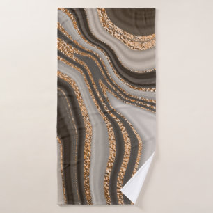 Abstract brown marble with gold texture bath towel