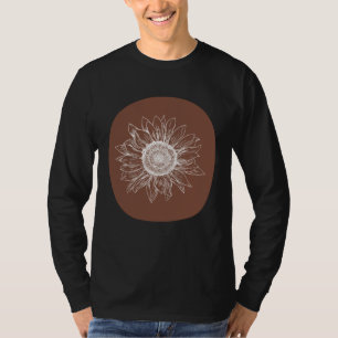 Abstract Brown Pastel Boho Sunflower Minimalistic  T-Shirt
