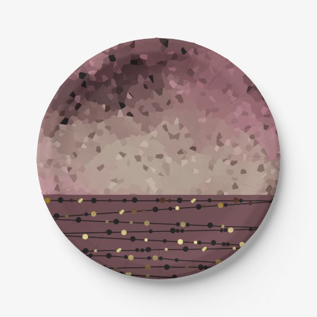 Abstract, brown, pink, pink-brown paper plate (Front)