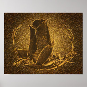 Abstract Brown Rosebud Art Floral Print