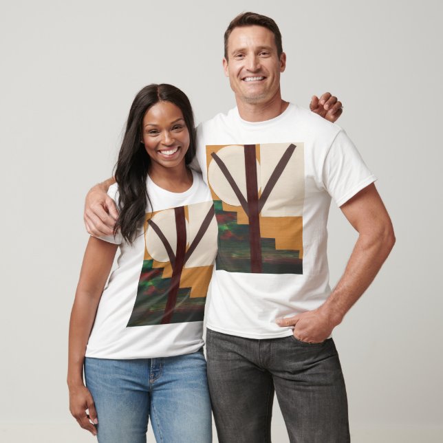 Abstract Brown Tree with Geometric Shapes T-Shirt (Unisex)
