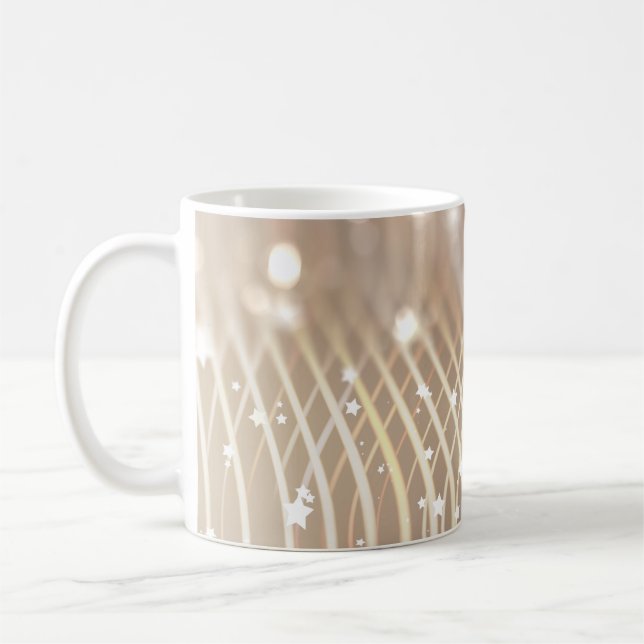 Abstract Brown, Waves Stars Background. Coffee Mug (Left)