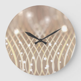 Abstract Brown, Waves Stars Background. Large Clock