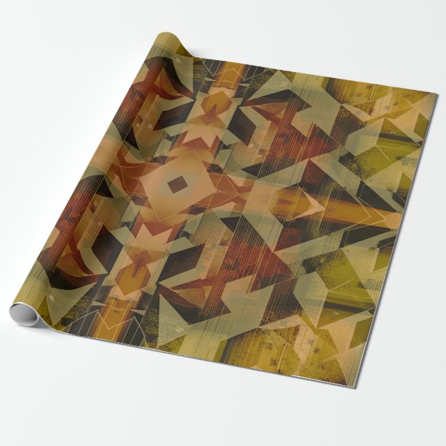 Abstract brownish geometric pattern wrapping paper (Unrolled)