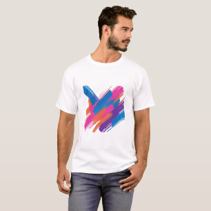 Abstract brush stroke art with vibrant colours, in T-Shirt