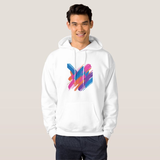 Abstract Brush Stroke Hoodie – Vibrant Artistic Sw (Front Full)