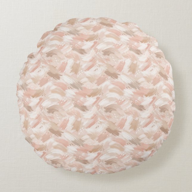 Abstract Brush Stroke Pattern Round Cushion (Front)