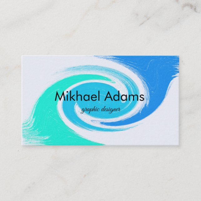 Abstract Brush strokes Blue Turquoise Business Card (Front)