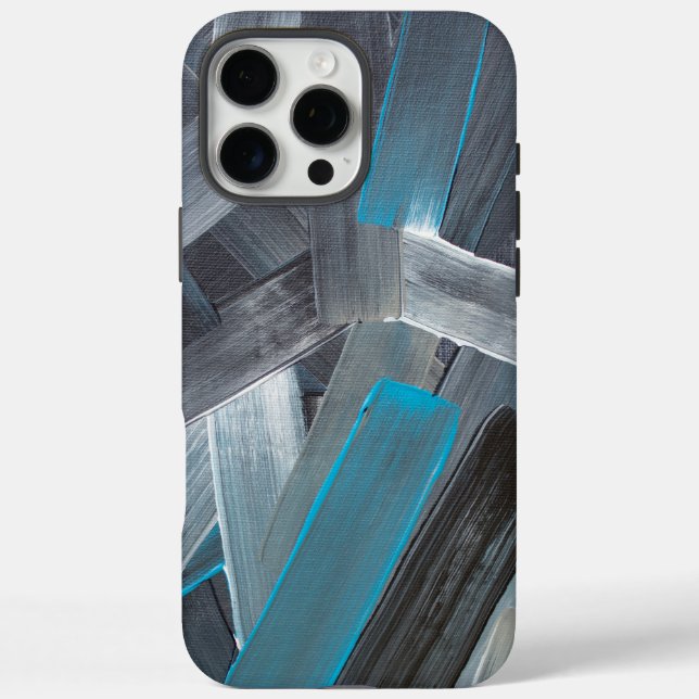 Abstract Brush Strokes in Blue, Grey, and Black Case-Mate iPhone Case (Back)