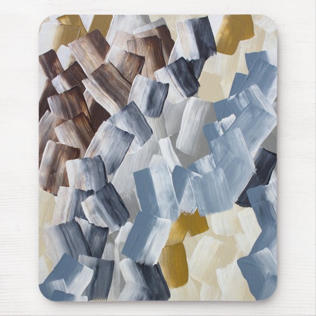 Abstract Brush Strokes in Neutral and Earth Tones Mouse Pad (Front)