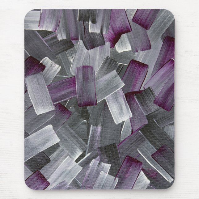 Abstract Brush Strokes in Purple, Black, and Grey Mouse Pad (Front)
