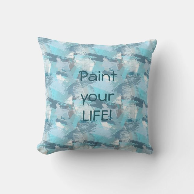 abstract brush strokes pattern..text. cushion (Front)