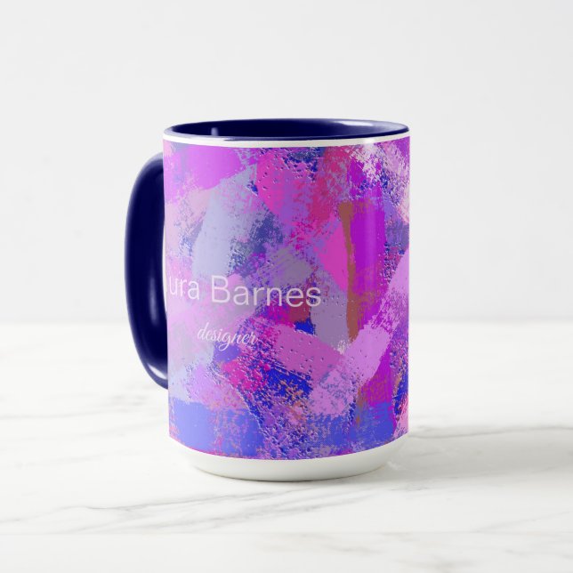 Abstract Brush strokes Pink Violet Mug (Front Left)