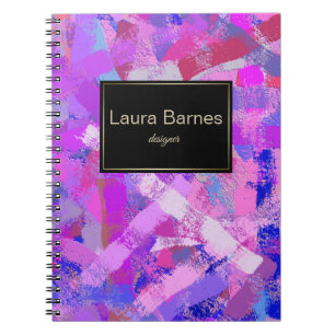 Abstract Brush strokes Pink Violet Spiral Notebook