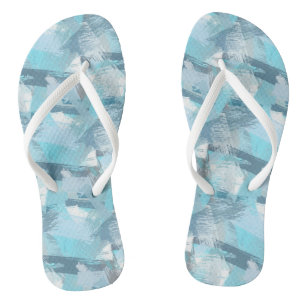 abstract brush strokes teal pattern. jandals
