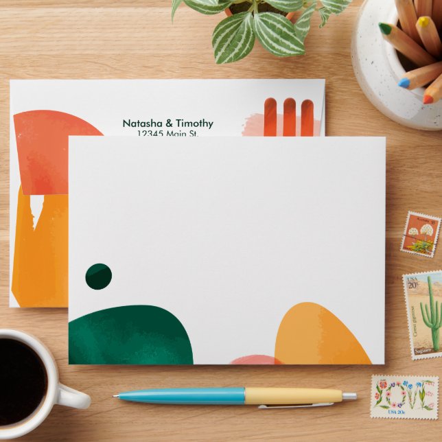 Abstract Brush Strokes Wedding Envelope (Desk)