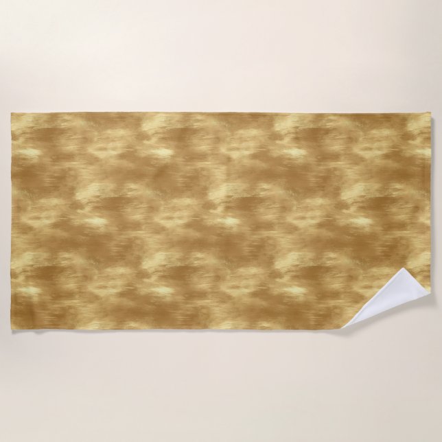 Abstract Brushed Gold Texture Beach Towel (Front)