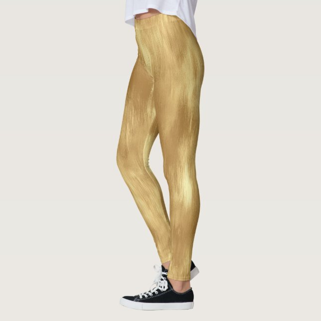 Abstract Brushed Gold Texture Leggings (Left)