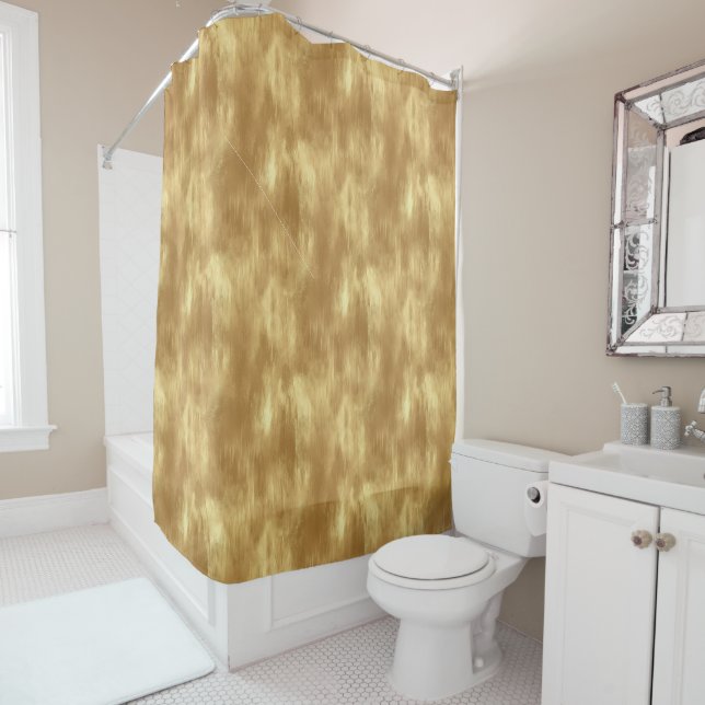 Abstract Brushed Gold Texture Shower Curtain (In Situ)