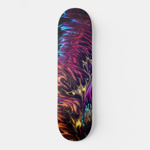 Abstract Brushed Paint Flaming Colours Skateboard