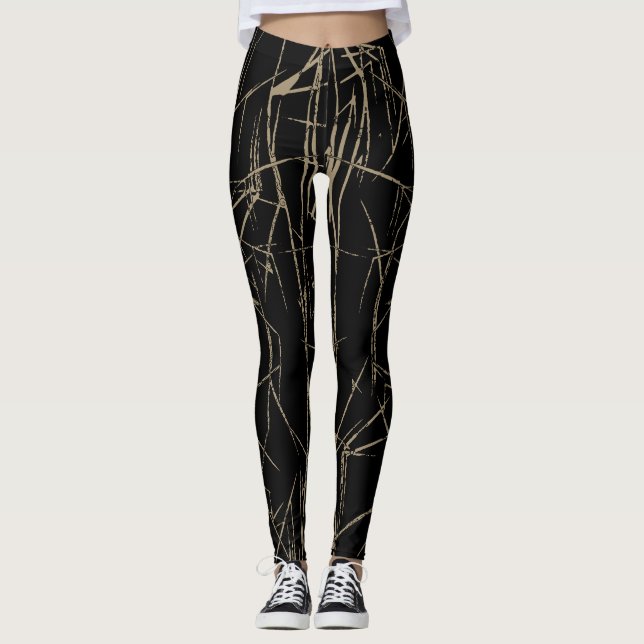  Abstract Brushed Stroked Leggings by Joya Eve  (Front)