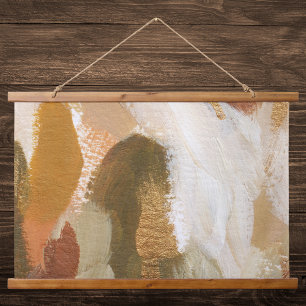 Abstract Brushstroke Art in Warm Tones Hanging Tapestry