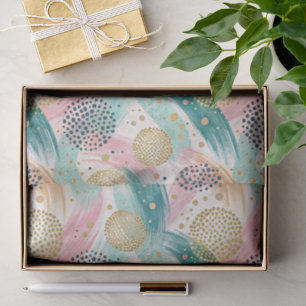 Abstract Brushstroke & Dot Pattern - Gold Accents Tissue Paper