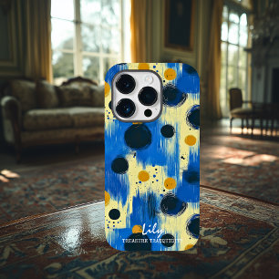 Abstract Brushstroke Dots with Custom Name Case-Mate iPhone 14 Pro Case