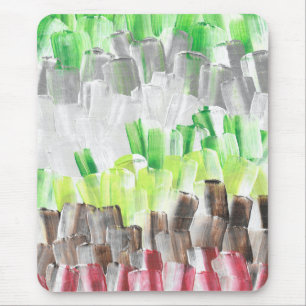 Abstract Brushstroke Painting in Green and Red Mouse Pad