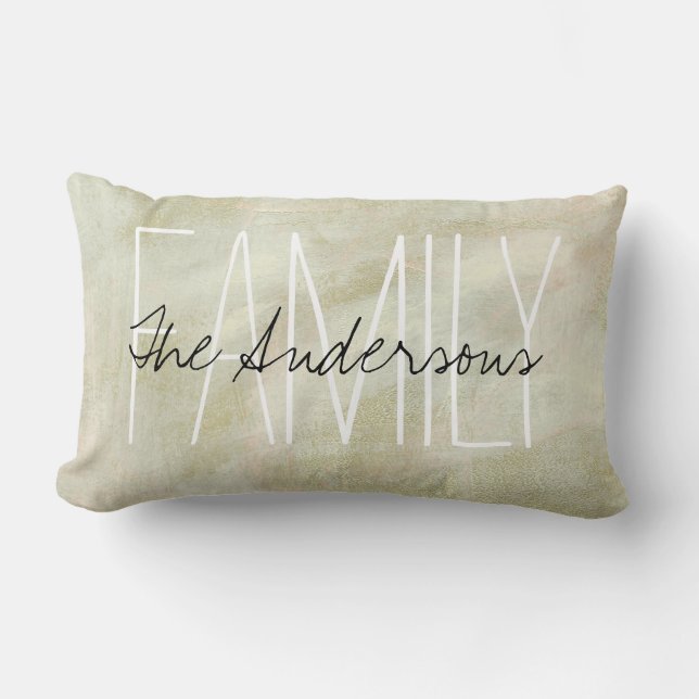 Abstract Brushstrokes Family Monogram Lumbar Cushion (Front)