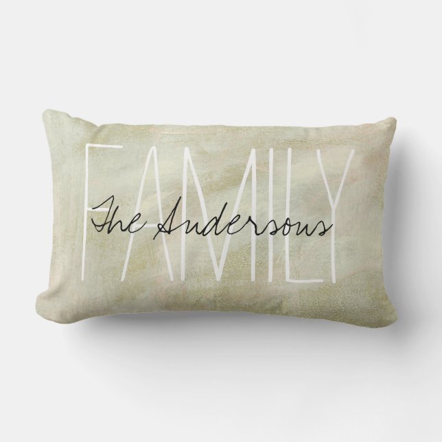 Abstract Brushstrokes Family Monogram Lumbar Cushion (Front)