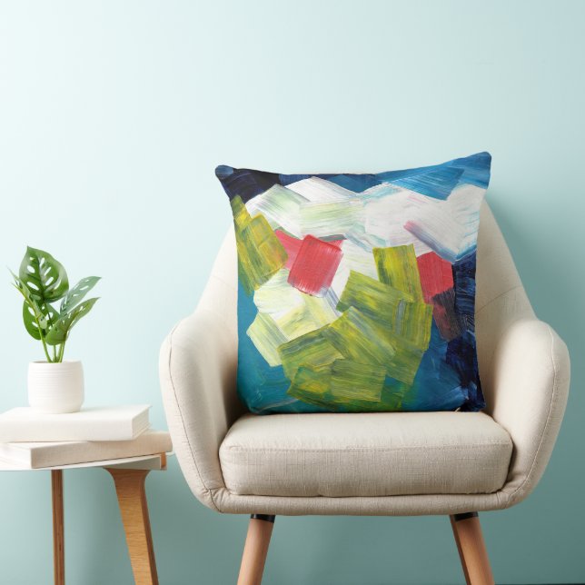 Abstract Brushstrokes in Blue, Green, and Red Cushion (Chair)