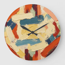 Abstract Brushstrokes in Blue, Orange and Cream