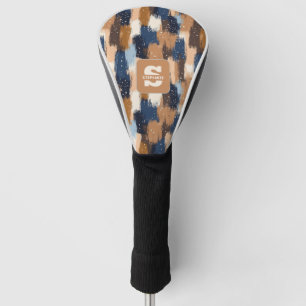 Abstract Brushstrokes in Blue, White & Brown (2) Golf Head Cover