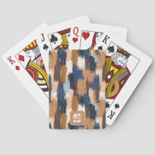 Abstract Brushstrokes in Blue, White & Brown (2) Playing Cards