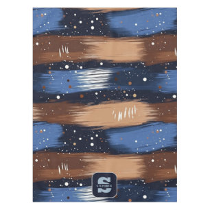 Abstract Brushstrokes in Blue, White & Brown (3) Tablecloth
