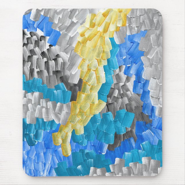 Abstract Brushstrokes in Yellow, Blue, and Grey Mouse Pad (Front)