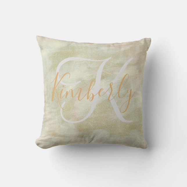 Abstract Brushstrokes Monogram Cushion (Front)