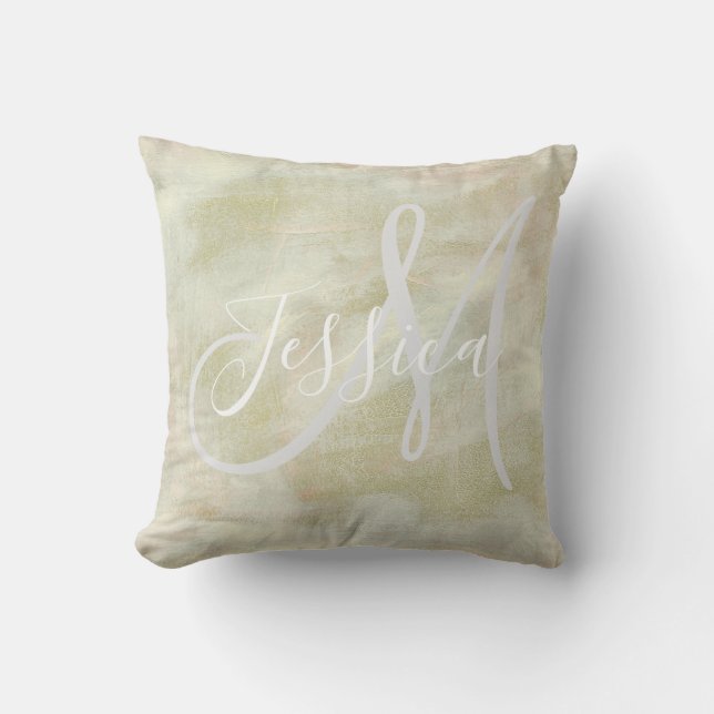 Abstract Brushstrokes Monogram Cushion (Front)